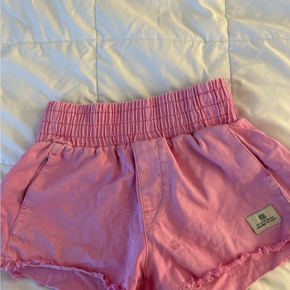 Pink Elastic Waist Shorts